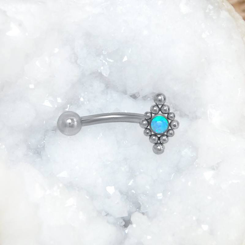 Chirurgenstahl Augenbrauen Schmuck - Turm Ohrring Augenbraue Curved Barbell Opal Knorpel Banana von ModernJewelBoutique