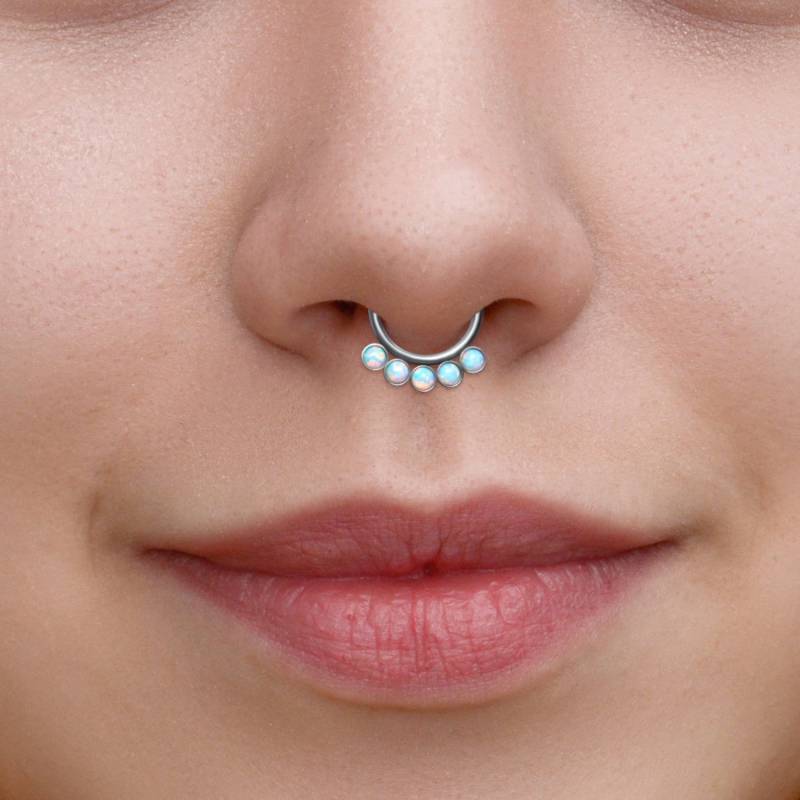 Chirurgenstahl Septum Schmuck - Piercing 16G Daith Hoop Mit Opal Steinen Ohrring Jewelry Clicker Chirurgenstahl Septum Schmuck - Piercing 16G Daith Hoop Mit Opal Steinen Ohrring Jewelry Clicker von ModernJewelBoutique