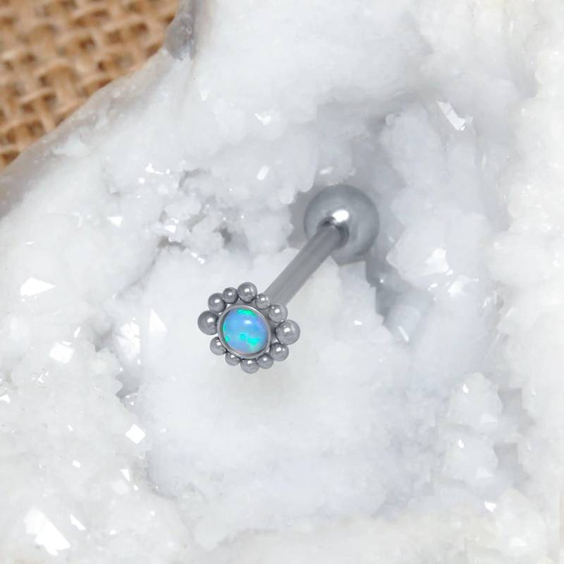 Chirurgenstahl Zunge Barbell - Zungenpiercing Opal Zungenschmuck Zungen Ohrring Mit Außengefädelter Schmuck Chirurgenstahl Zunge Barbell - Zungenpiercing Opal Zungenschmuck Zungen Ohrring Mit Außengefädelter Schmuck von ModernJewelBoutique