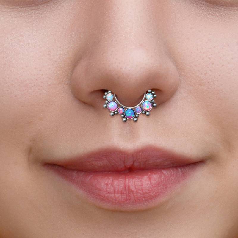 Daith Ohrring - Chirurgenstahl Septum Piercing Schmuck Opal 16G Clicker Daith Ohrring - Chirurgenstahl Septum Piercing Schmuck Opal 16G Clicker von ModernJewelBoutique