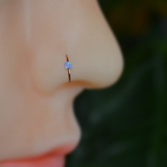 Gold Nasenring Hoop - Nasenstecker Opal Tragus Ohrring Knorpel Daith 22G Rook Conch Piercing von ModernJewelBoutique