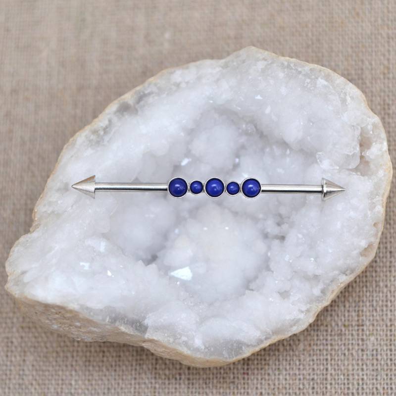 Industrial Barbell Lapislazuli - Gerüstpiercing Gerüstohrring Industrieschmuck Chirurgenstahl 14 Gauge Industriepiercing Industrial Barbell Lapislazuli - Gerüstpiercing Gerüstohrring Industrieschmuck Chirurgenstahl 14 Gauge Industriepiercing von ModernJewelBoutique
