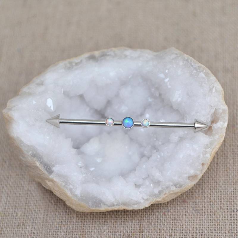 Industrial Barbell Opal - Chirurgenstahl Piercing Scaffold Ohrring 14G Schmuck Industrial Barbell Opal - Chirurgenstahl Piercing Scaffold Ohrring 14G Schmuck von ModernJewelBoutique