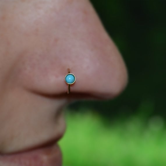Nasenring - Gold-Nasenring 3 Mm Türkisfarbener Helix-Ohrring Rook-Piercing-Schmuck Septum-Ring Tragus-Ring Knorpel-Piercing 18 G Nasenring - Gold-Nasenring 3 Mm Türkisfarbener Helix-Ohrring Rook-Piercing-Schmuck Septum-Ring Tragus-Ring Knorpel-Piercing 18 G von ModernJewelBoutique