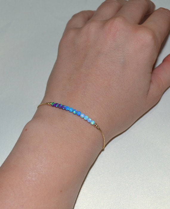 Opal Armband, Schmuck, Kugel/Perlen Gold Einfaches/Elegantes Winziges Punkt Horizontales Armband von ModernJewelBoutique