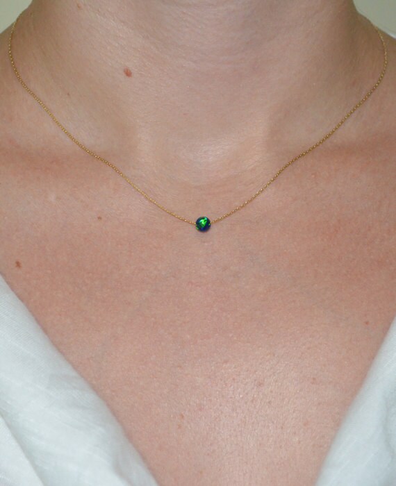 Opal Halskette, Kleine Punkt Kugel Gold Blauer Charme, Einfache Zierliche Kreis Perlenhalskette, Schmuck Opal Halskette, Kleine Punkt Kugel Gold Blauer Charme, Einfache Zierliche Kreis Perlenhalskette, Schmuck von ModernJewelBoutique