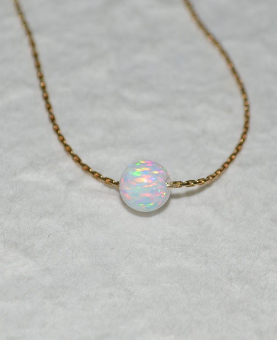 Opal Halskette, Kleine Punkt Kugel Gold Weißer Charme, Einfache Zierliche Kreis Perlenhalskette, Schmuck Opal Halskette, Kleine Punkt Kugel Gold Weißer Charme, Einfache Zierliche Kreis Perlenhalskette, Schmuck von ModernJewelBoutique
