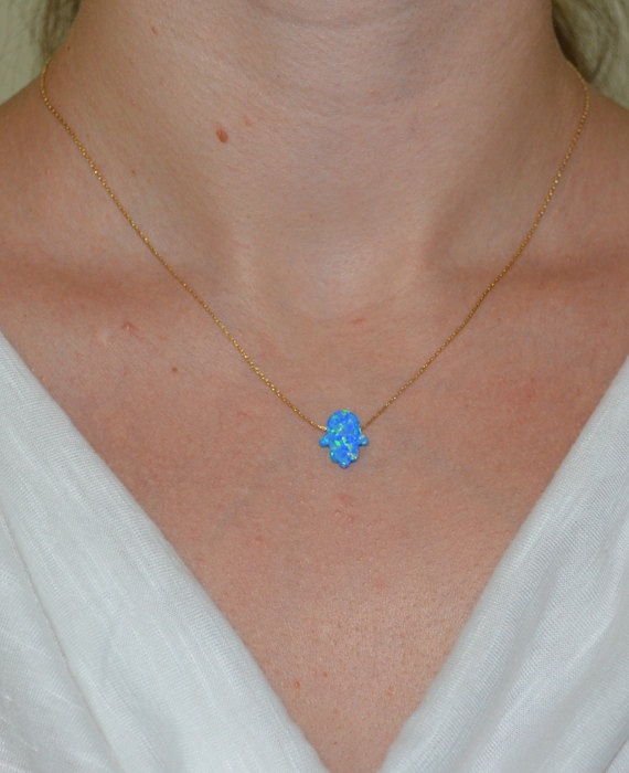 Opal Hand Halskette, Kleine Goldkette, Einfache Zierliche Schutz/Glück Böser Blick Schmuck Opal Hand Halskette, Kleine Goldkette, Einfache Zierliche Schutz/Glück Böser Blick Schmuck von ModernJewelBoutique