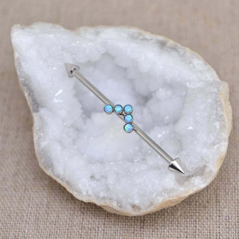 Opal Industrie Ohrring - Gerüst Piercing Industrial Barbell Chirurgenstahl Schmuck 14G Opal Industrie Ohrring - Gerüst Piercing Industrial Barbell Chirurgenstahl Schmuck 14G von ModernJewelBoutique