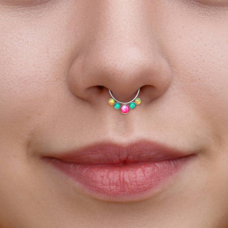 Septum Hoop - Opal Ring 16G Daith Jewelry Chirurgenstahl Piercing Schmuck Clicker Septum Hoop - Opal Ring 16G Daith Jewelry Chirurgenstahl Piercing Schmuck Clicker von ModernJewelBoutique