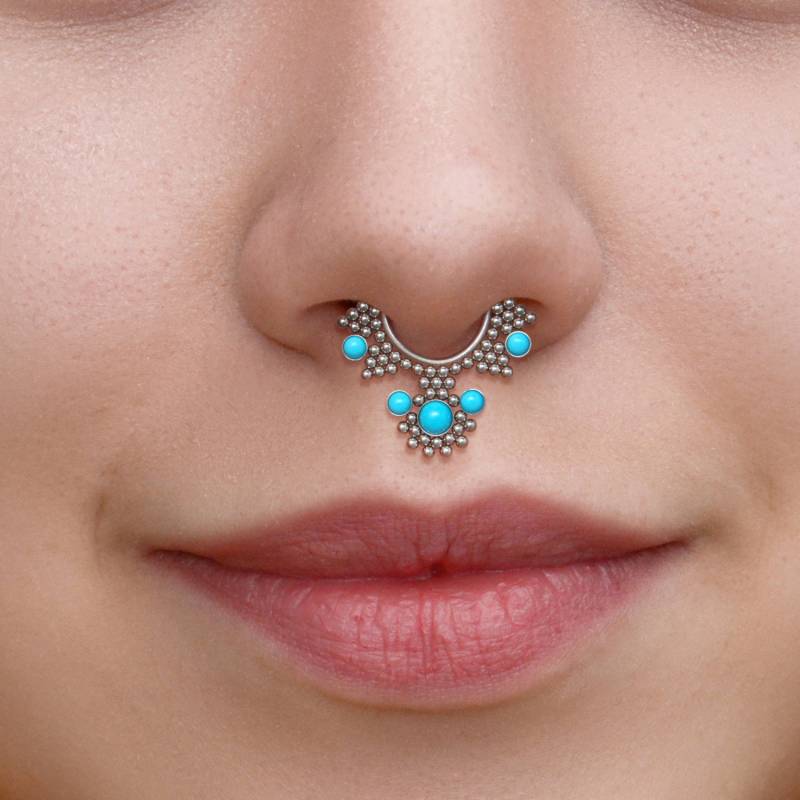 Septum Hoop - Türkis Ring 16G Daith Jewelry Chirurgenstahl Piercing Schmuck Clicker von ModernJewelBoutique