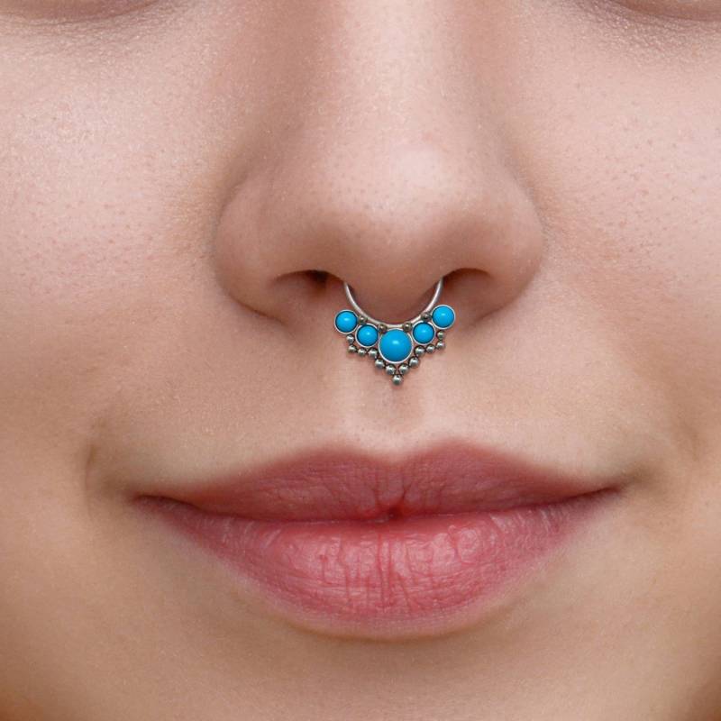 Septum Hoop - Türkiser Ring 16G Daith Schmuck Chirurgenstahl Piercing Clicker Septum Hoop - Türkiser Ring 16G Daith Schmuck Chirurgenstahl Piercing Clicker von ModernJewelBoutique