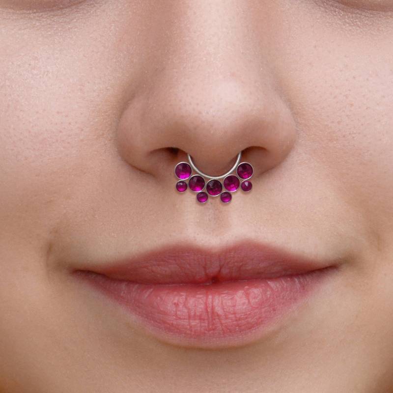 Septum Ring Aus Chirurgenstahl Mit Rubin Steinen - Daith Ohrring Clicker Piercing Piercingschmuck Septum Ring Aus Chirurgenstahl Mit Rubin Steinen - Daith Ohrring Clicker Piercing Piercingschmuck von ModernJewelBoutique