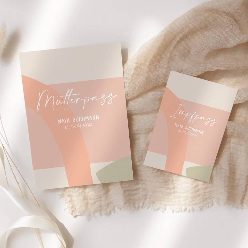 Mutterpasshülle & Impfpass "Boho Peaches" Personalisiert I Inklusive Transparente Schutzhülle Persönliches Geschenk Schwangerschaft von ModernKidsArtShop
