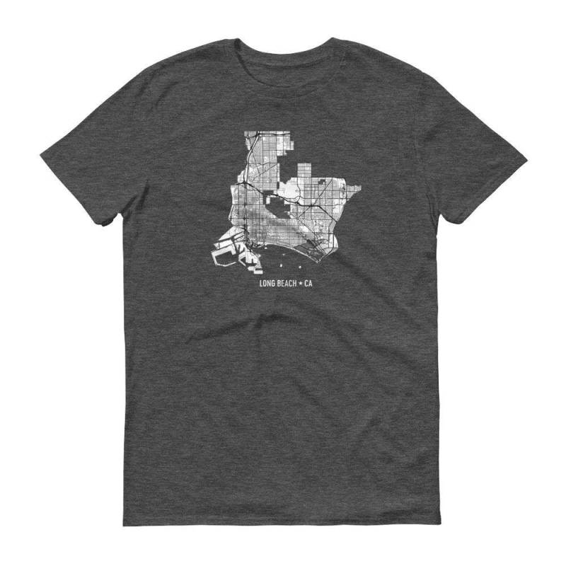 Long Beach Ca Map Shirt Usa Made City Street Art T-Shirt von ModernMapArt
