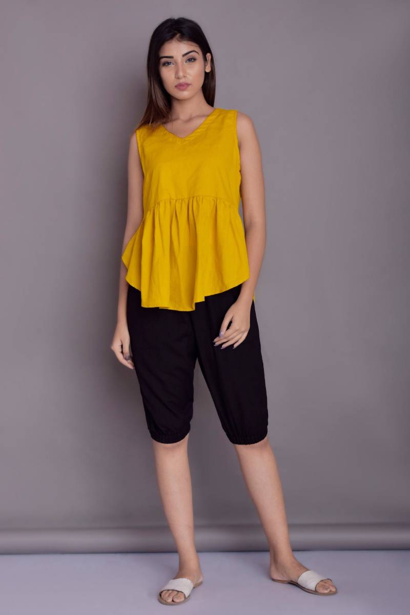 Handgemachtes Leinen Tank Top Ärmellose Raffung Bluse von ModernMoveBoutique