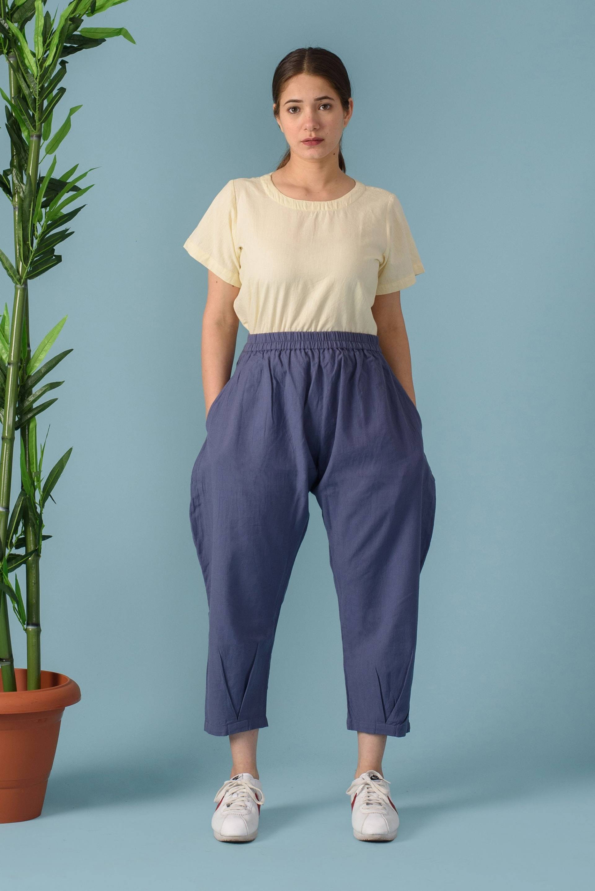 Leinen Ballon Culottes, Pumphose Frauen, Kellerfaltenhose, Weite Beinhose, Bequeme Leinenhose Mit Taschen-(114 von ModernMoveBoutique