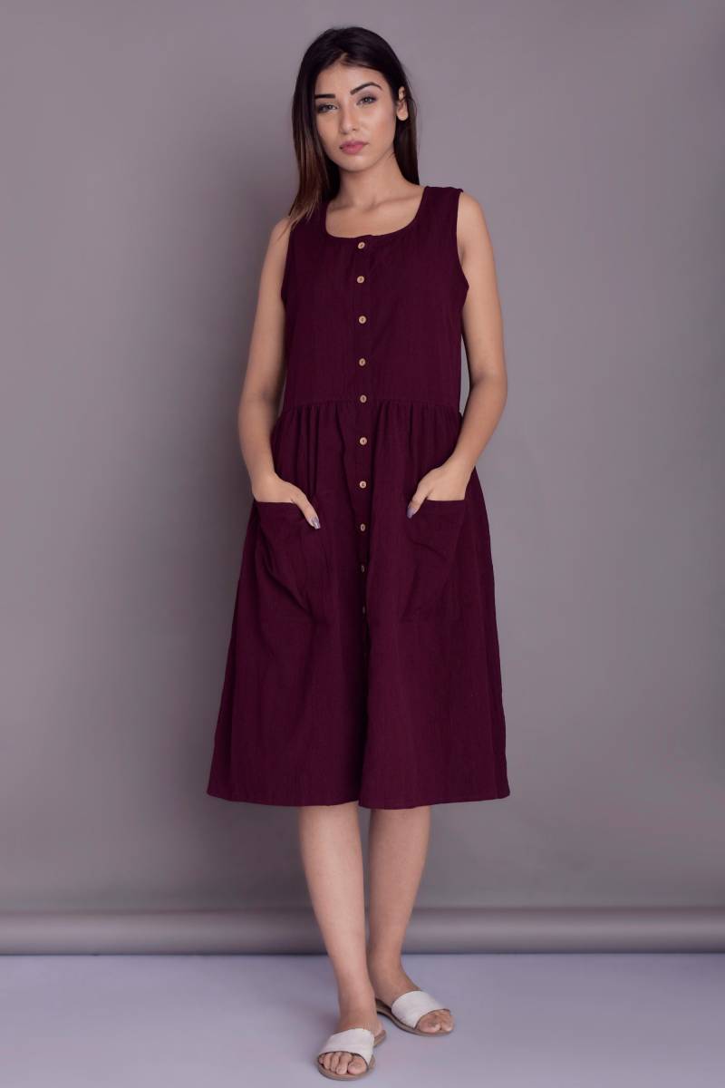 Leinen Midi Kleid Ärmelloses Sommerkleid Mit Taschen von ModernMoveBoutique