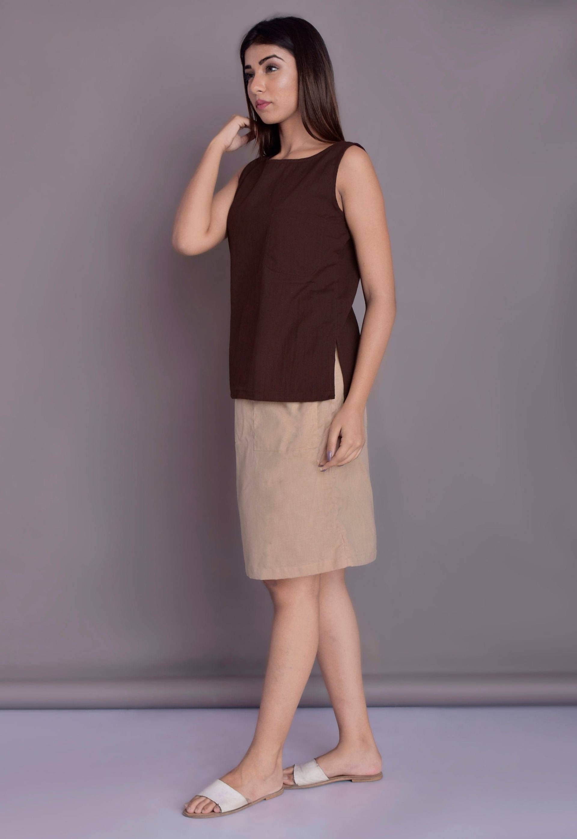 Leinen Slit Top Ärmellose Sommerbluse von ModernMoveBoutique