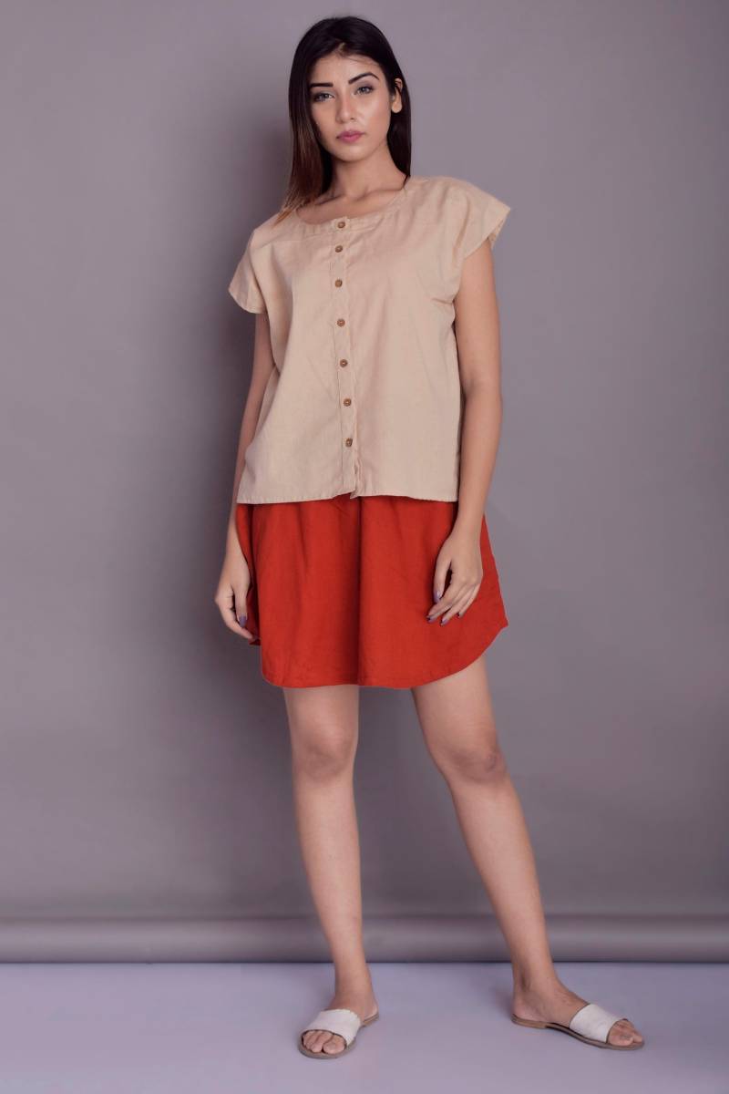 Übergroße Leinenbluse Knopftunika, Entspannte Passform, Sommertop von ModernMoveBoutique