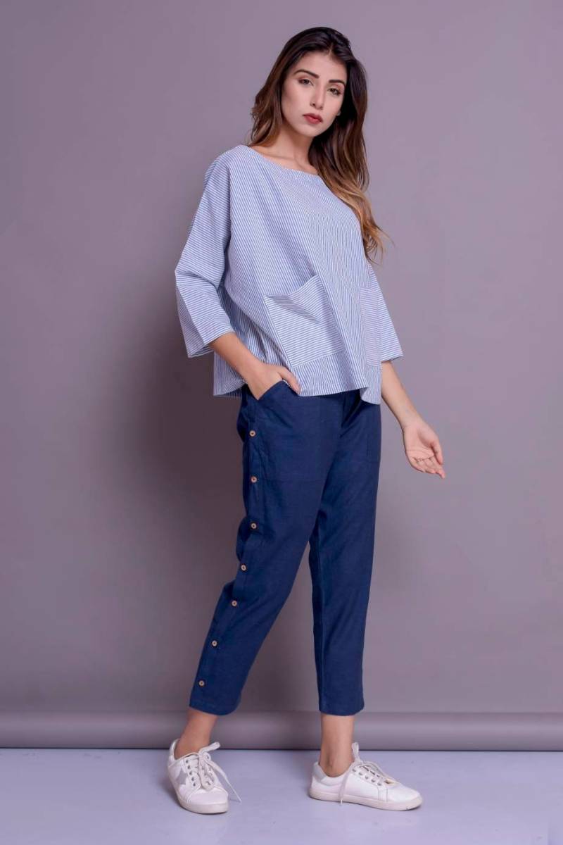 Übergroßes Leinenoberteil Mit Taschen Entspannte, Gewaschene Bluse von ModernMoveBoutique