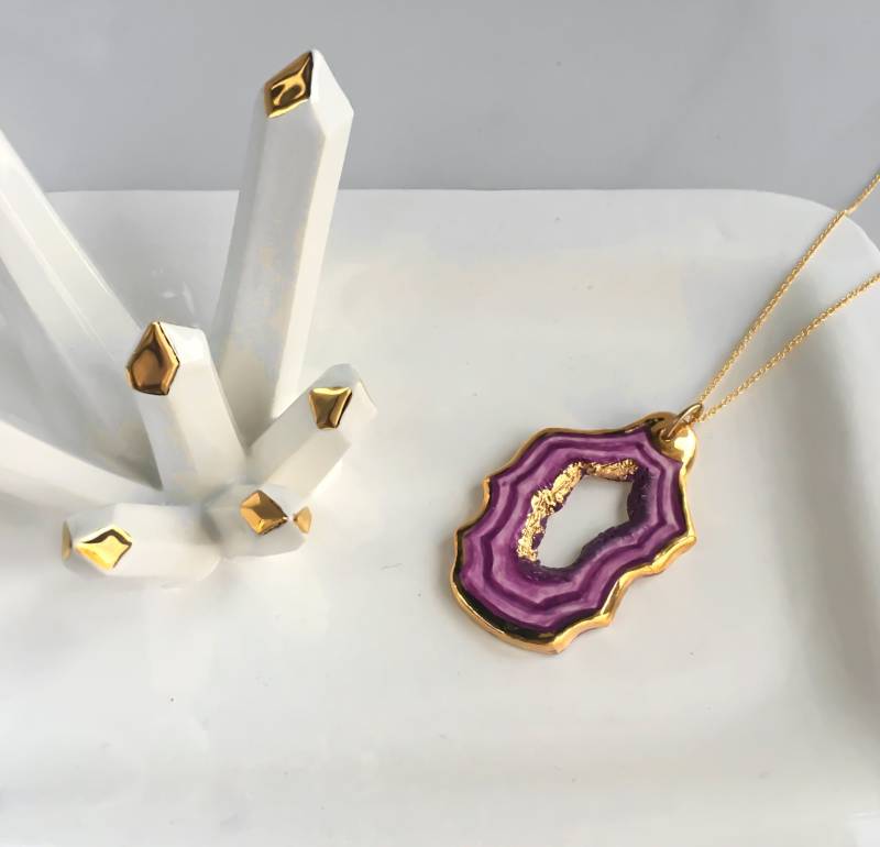 Keramik Geode Halsketten Von Modern Mud, Keramikschmuck, Porzellanschmuck von ModernMud