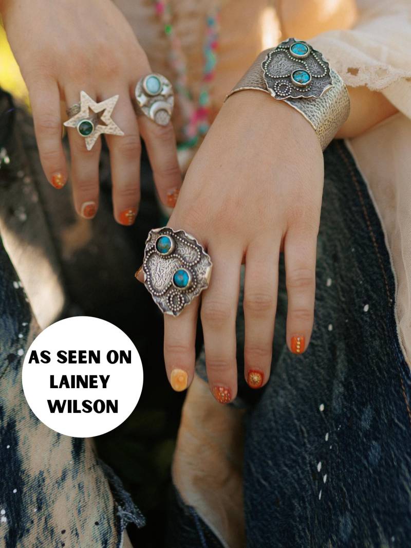 Abstrakter Kingman Kupferring/Westernring Nashville Türkiser Ring von ModernMythJewelry