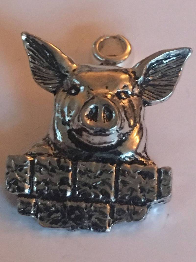 Schweinchen Schaut Über Die Mauer Mit 5 Mm Anhänger Öse Passend Für Pandora, A33 Chrom Oder Zinn-Finish von ModernPewterAndGifts
