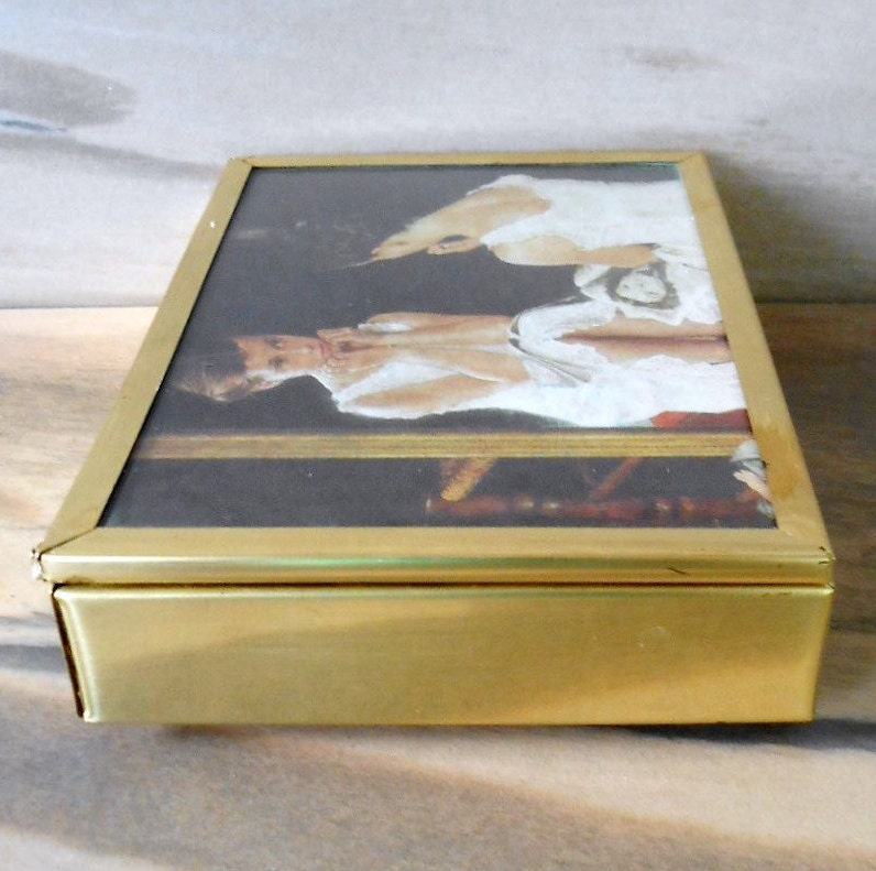 Vintage Messing Und Spiegel Trinket Box Mit Norman Rockwell "Girl At The Mirror" Kunst.schmuckschatulle, Make-Up Spiegeldeckel Vintage Messing Und Spiegel Trinket Box Mit Norman Rockwell "Girl At The Mirror" Kunst.schmuckschatulle, Make-Up Spiegeldeckel von ModernRelicVintage