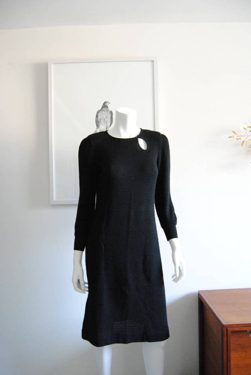 Nina Ricci Schwarzes Wollkleid Sz S/M Mit Schlüsselloch Detail von ModernSquirrel