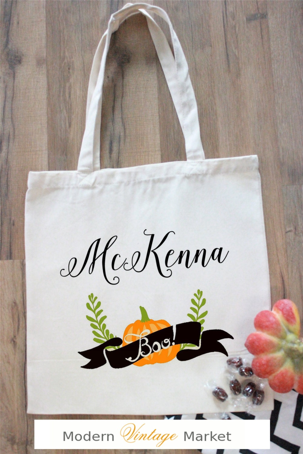 Personalisierte Halloween Einkaufstasche Baumwolltasche Süßes Oder Saures Personalisierte Halloween Einkaufstasche Baumwolltasche Süßes Oder Saures von ModernVintageMarket