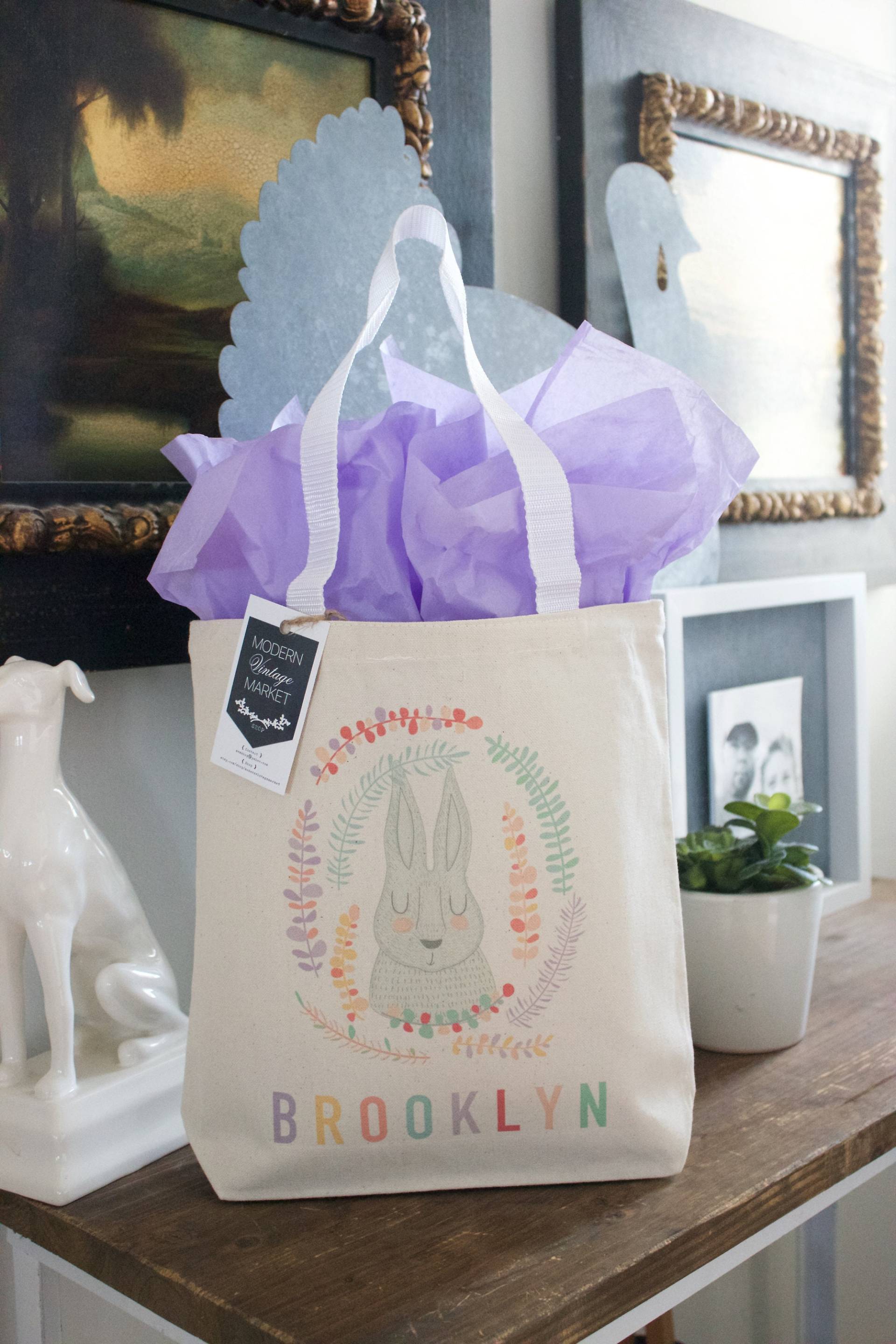 Personalisierte Ostern Tasche Hase Design, Baumwolle Canvas Personalisierte Ostern Tasche Hase Design, Baumwolle Canvas von ModernVintageMarket