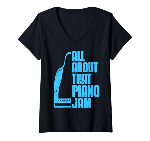 Damen Alles Über Den Piano Jam Witzig Musikspieler T-Shirt mit V-Ausschnitt von Moderner Tastenkünstler Für Jam Fans