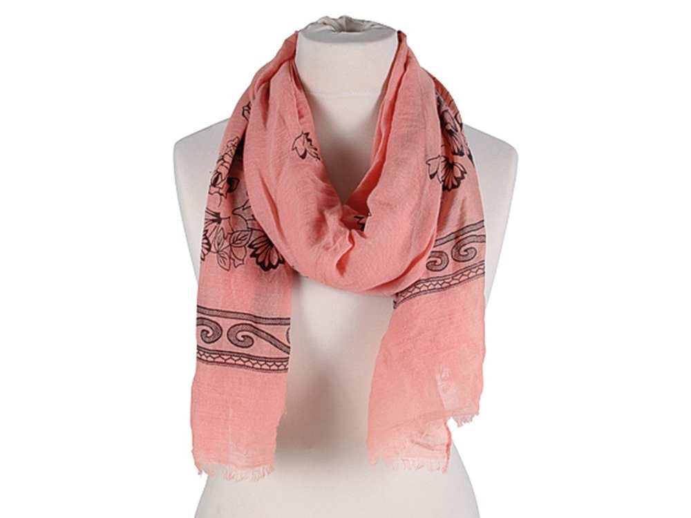 Modescout Stadler Modeschal Damen Loop Scarf Schal Blumen Ornamente, Baumwolle und Viskose, Soft Touch von Modescout Stadler