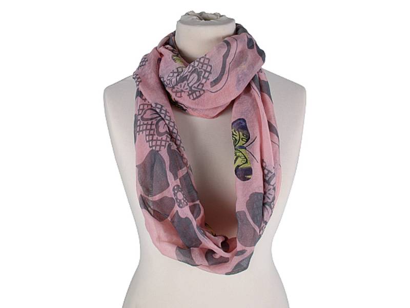 Modescout Stadler Modeschal Loop Schal Frühjar Schmetterlinge Blumen Schlauchschal, Soft Touch leichter Modeschal von Modescout Stadler