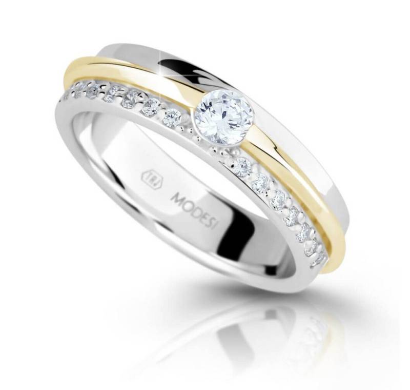 Modesi Fingerring Bicolor silver ring with zircons M16023 - Circuit: 60 mm von Modesi