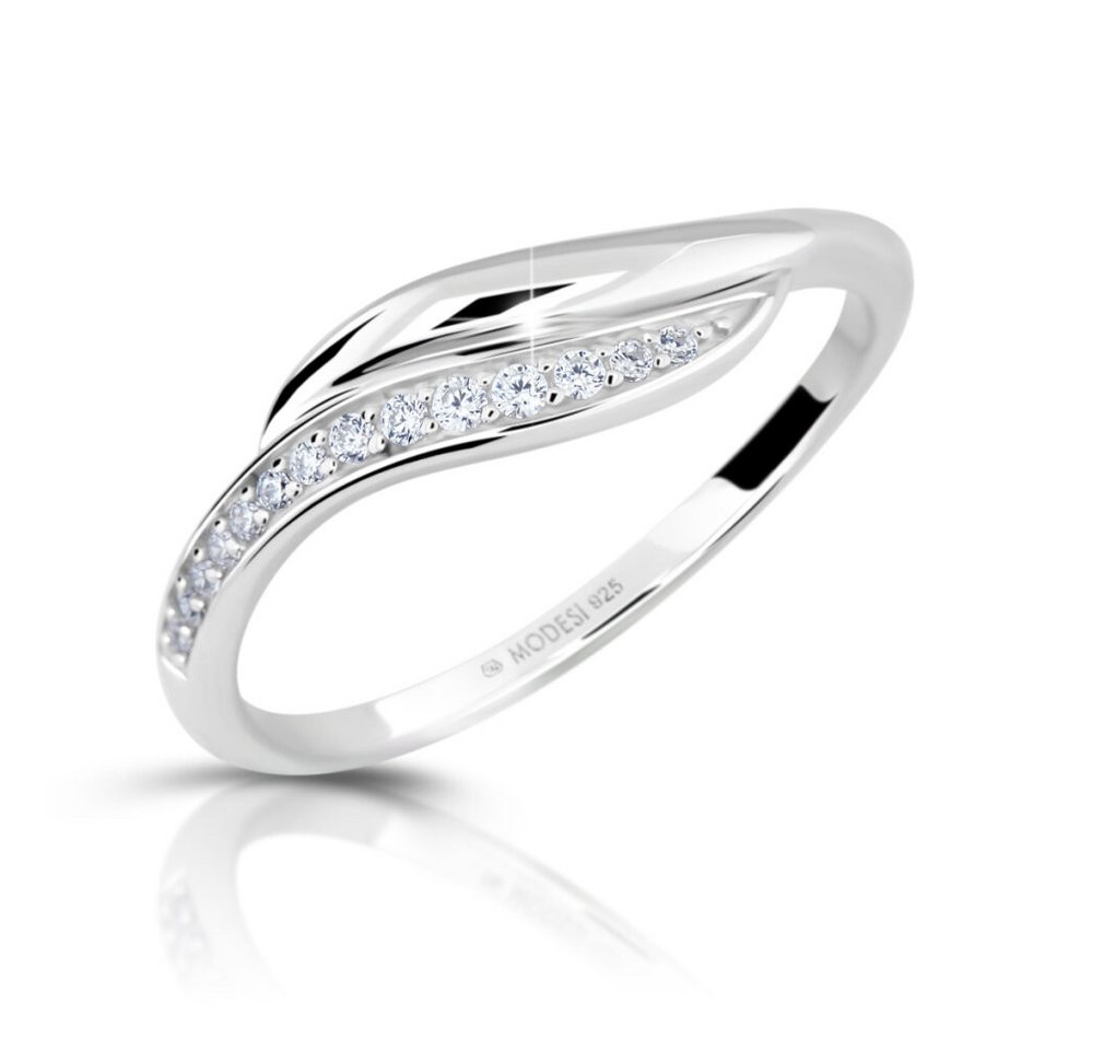 Modesi Fingerring Eleganter Silberring mit Zirkonen M00210 - Kreislauf: 59 mm von Modesi