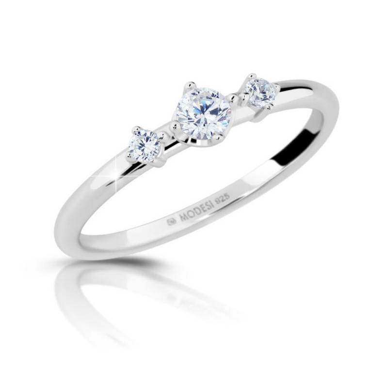 Modesi Fingerring Silberner Ring mit Zirkonen M01011 - Kreislauf: 52 mm von Modesi