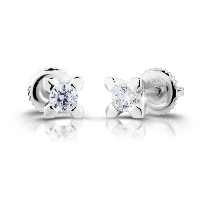 Modesi Fingerring Winzige Silberohrringe mit Zirkonen M00921 von Modesi