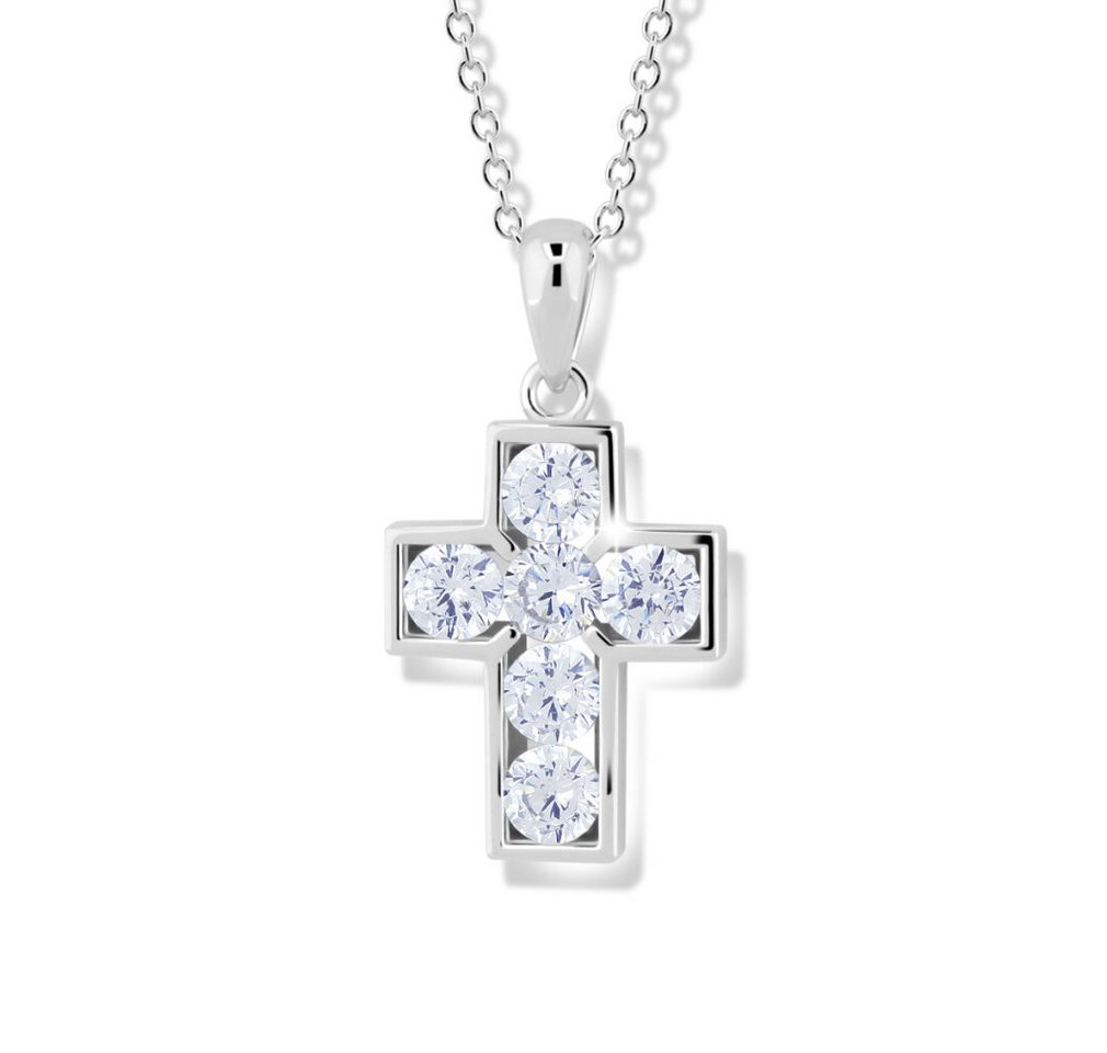 Modesi Kette mit Einhänger Dezente Halskette mit Zirkonia Kreuz M00841 (Kette, Anhänger) von Modesi