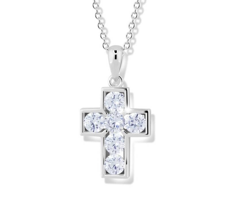Modesi Kette mit Einhänger Dezente Halskette mit Zirkonia Kreuz M00841 (Kette, Anhänger) von Modesi