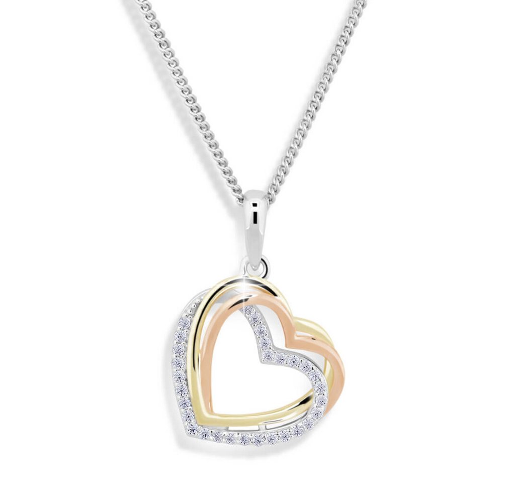 Modesi Kette mit Einhänger Heart tricolor necklace with zircons M43060 von Modesi
