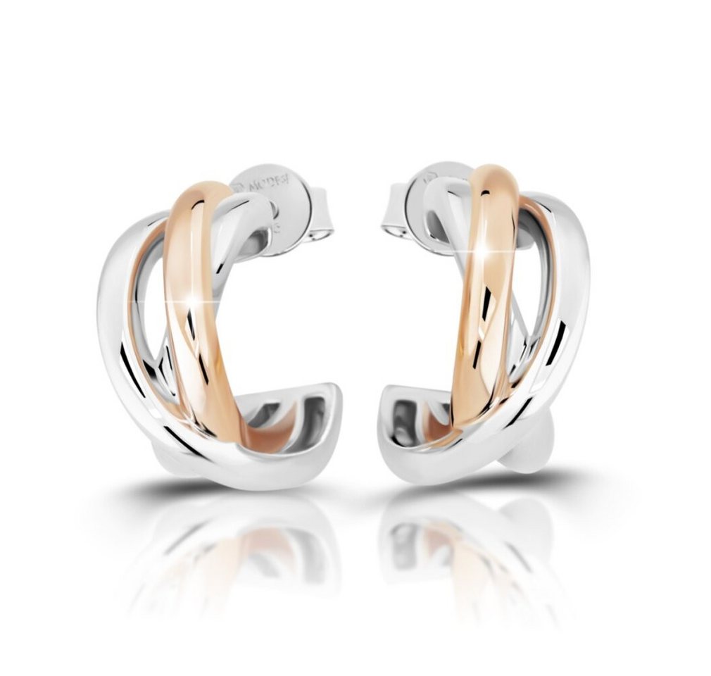 Modesi Ohrring-Set Elegante silberne Bicolor-Ohrringe Kreise M23092 von Modesi