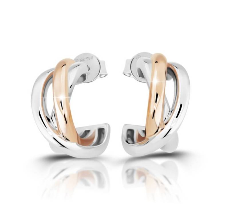 Modesi Ohrring-Set Elegante silberne Bicolor-Ohrringe Kreise M23092 von Modesi