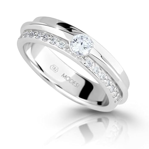 Modesi Ring Glittering Silver Ring with Zircons M16020 - Circuit: 51 mm sMJ0213-51, Estándar, Metall, Kein Edelstein von Modesi