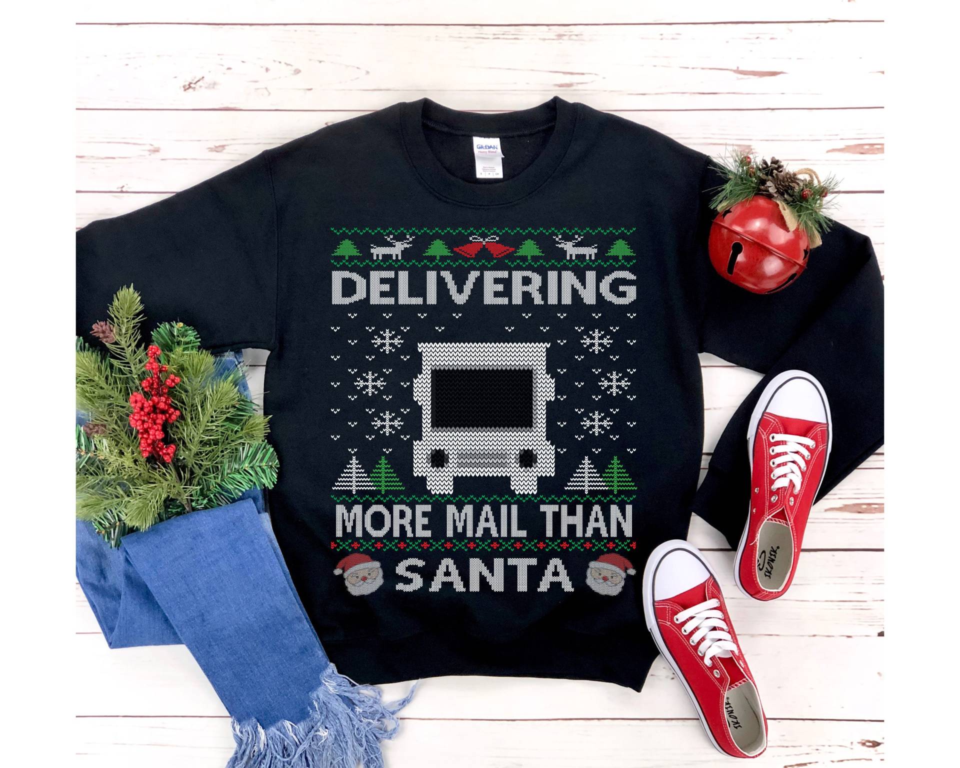 Lustige Hässliche Weihnachten Pullover Für Postangestellter Mailman Shirt Lieferer Geschenk Lieferung Frauen Postman Unisex Heavy Blen von ModestMooseDesign