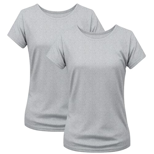 2er Pack Damen T-Shirt Einfarbig Slim Fit Rundhals Figurbetonend Extra Weich 100% Baumwolle Heather Grau L 2er Pack Damen T-Shirt Einfarbig Slim Fit Rundhals Figurbetonend Extra Weich 100% Baumwolle Heather Grau L von Modesta