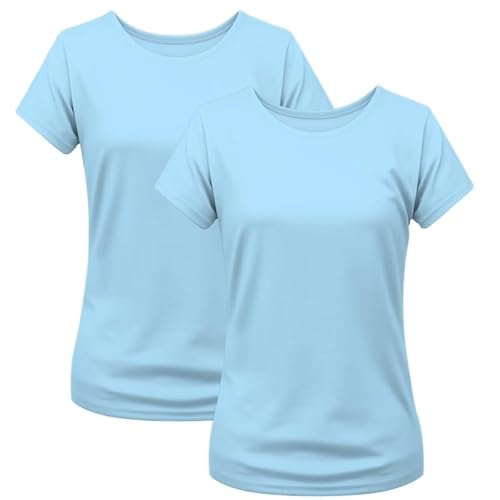2er Pack Damen T-Shirt Einfarbig Slim Fit Rundhals Figurbetonend Extra Weich 100% Baumwolle Hellblau S 2er Pack Damen T-Shirt Einfarbig Slim Fit Rundhals Figurbetonend Extra Weich 100% Baumwolle Hellblau S von Modesta
