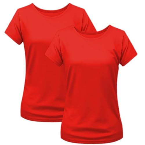 2er Pack Damen T-Shirt Einfarbig Slim Fit Rundhals Figurbetonend Extra Weich 100% Baumwolle Rot M 2er Pack Damen T-Shirt Einfarbig Slim Fit Rundhals Figurbetonend Extra Weich 100% Baumwolle Rot M von Modesta