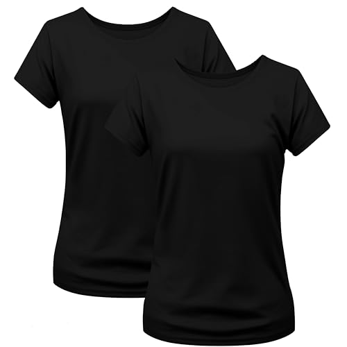 2er Pack Damen T-Shirt Einfarbig Slim Fit Rundhals Figurbetonend Extra Weich 100% Baumwolle Schwarz XXL 2er Pack Damen T-Shirt Einfarbig Slim Fit Rundhals Figurbetonend Extra Weich 100% Baumwolle Schwarz XXL von Modesta